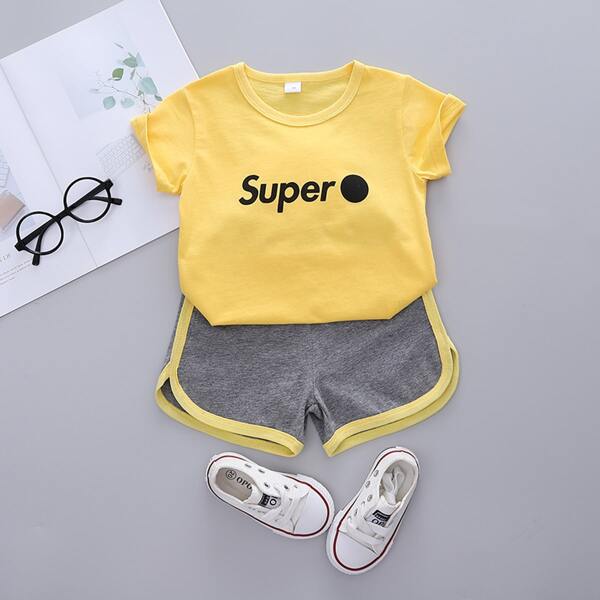 

Контрастная отделка буква Спортивный Комплект из двух предметов для мальчиков, Многоцветный