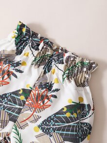 小女童蝴蝶結吊帶上衣和葉子短褲 - 彩色 - 查看 5