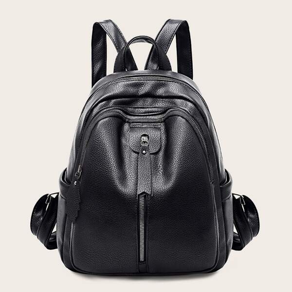 

Litchi Embossed Backpack, Black