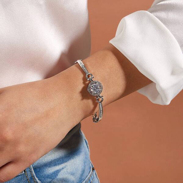 

Zircon Decor Bracelet, Silver
