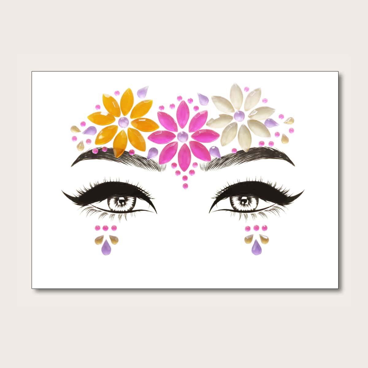 

1sheet Water-drop Shaped Rhinestone Eye Tattoo Sticker, Multicolor