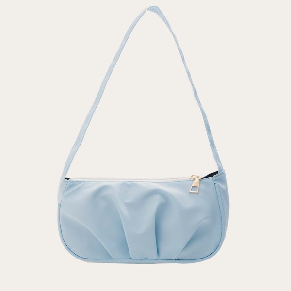

Ruched Shoulder Bag, Blue