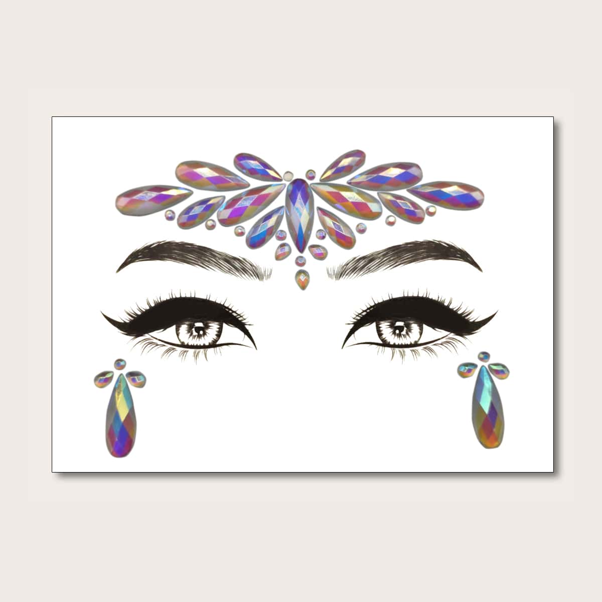 

1sheet Water-drop Shaped Rhinestone Eye Tattoo Sticker, Multicolor