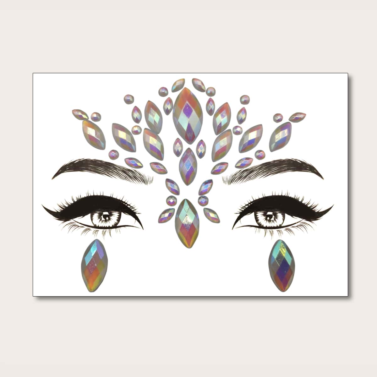 

1sheet Water-drop Shaped Rhinestone Eye Tattoo Sticker, Multicolor