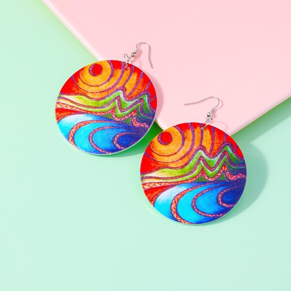 

Round Drop Earrings, Multicolor