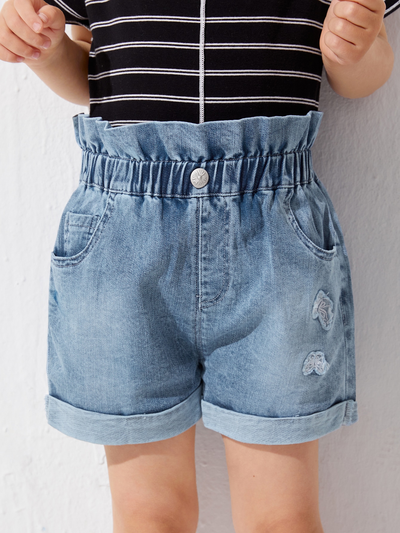 Toddler Girls Ripped Paper Bag Waist 