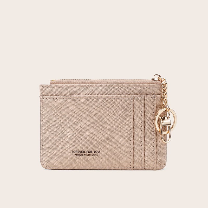 

Letter Graphic Card Holder With Keychain, Gold