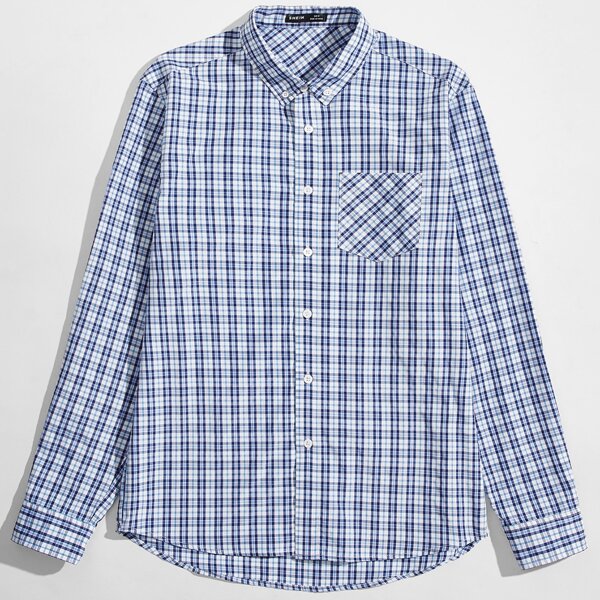 

Men Tartan Patch Pocket Button Down Shirt, Multicolor