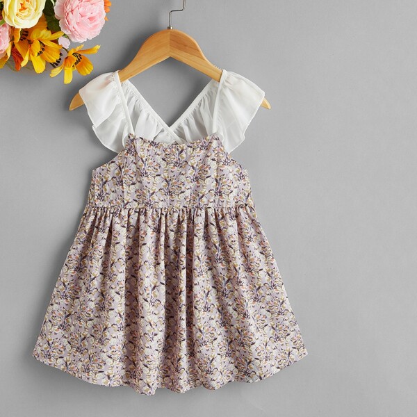 

Toddler Girls Ditsy Floral Ruffle Trim Dress, Multicolor