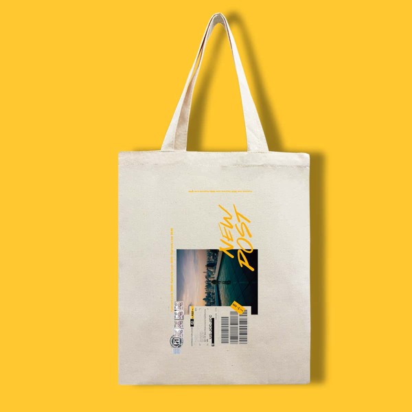 

Letter Graphic Shopper Bag, Beige