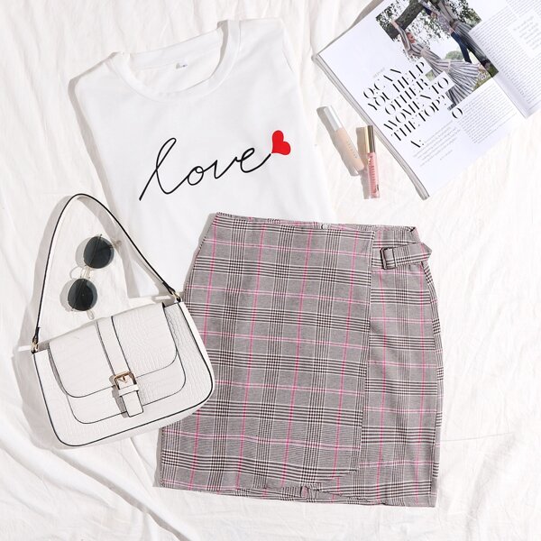 

Plaid Mini Skirt, Grey