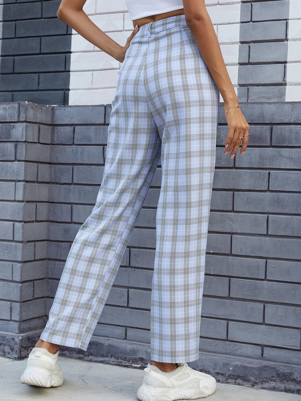 Plaid Straight Leg Pants