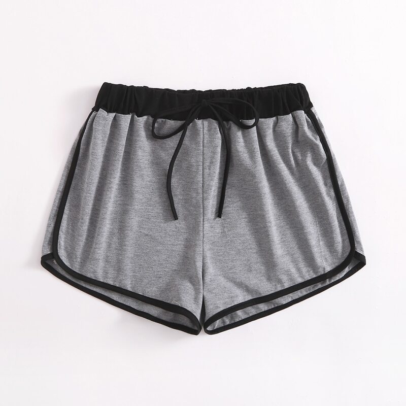 

Tie Front Track Shorts, Grey