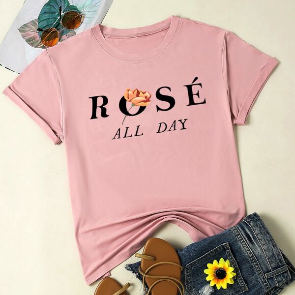 

Plus Letter Graphic Short Sleeve Tee, Dusty pink