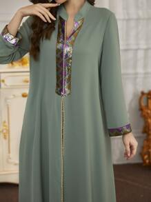 Al Najma 亮片面拼接長款連衣裙 - 綠色 - 查看 3