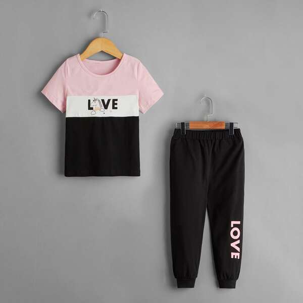 

Toddler Girls Unicorn and Letter Graphic Top & Pants Set, Multicolor