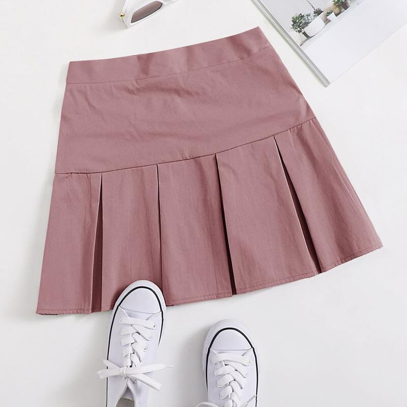 

Zip Side Pleated Skirt, Dusty pink
