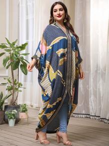 Plus Chevron And Chain Print Kaftan Dress - Multicolor - View 4