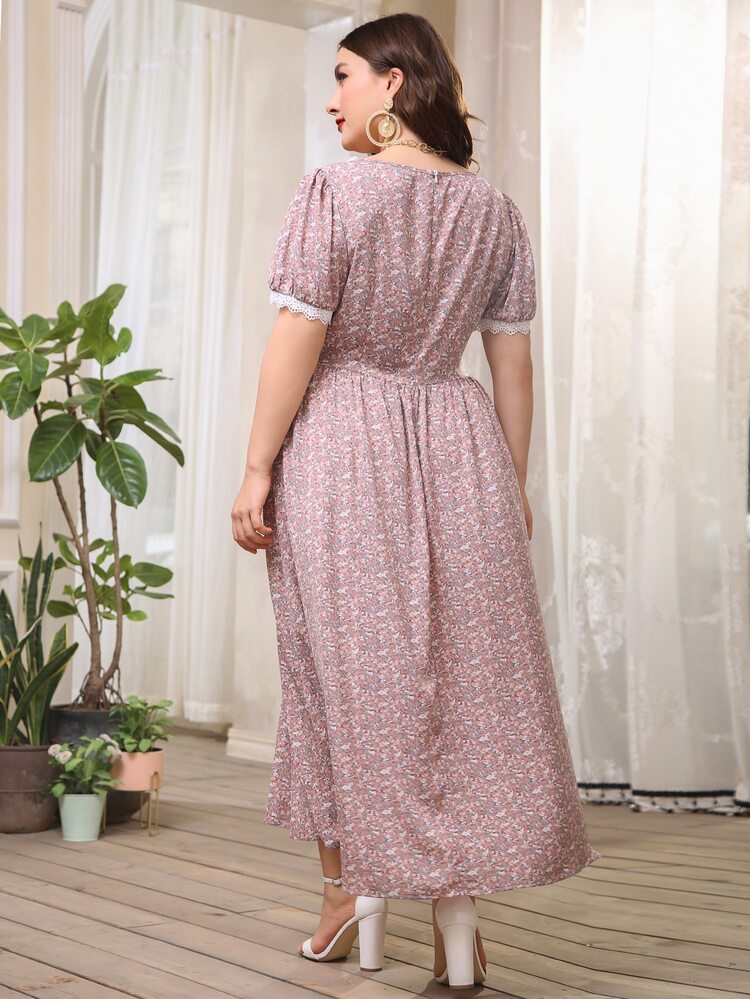 plus ditsy floral lace overlay dress Navy Floral Lace Overlay Maxi Dress  PinkBlush