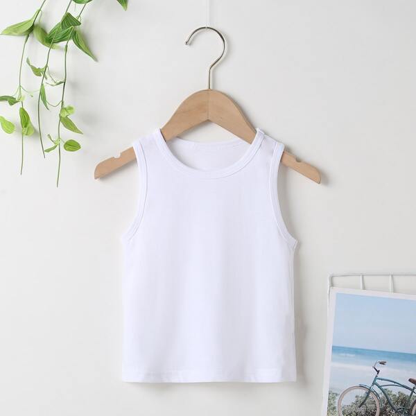 

Toddler Boys Solid Tank Top, White