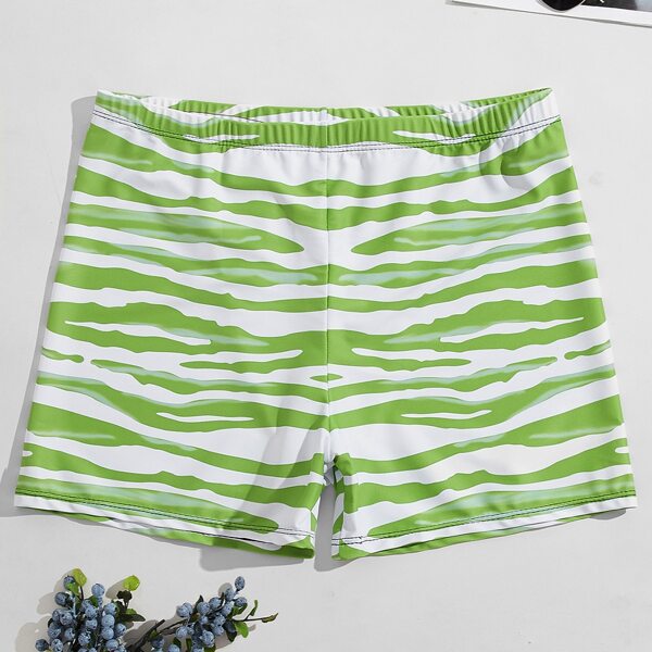 

Men Striped Swim Trunks, Lime green