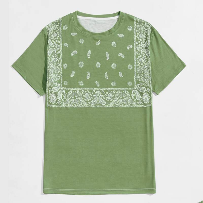 

Guys Paisley Print Tee, Lime green