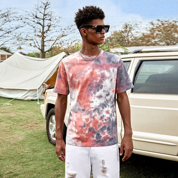 

Men Tie Dye Round Neck Tee, Multicolor