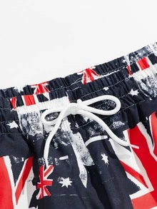 Manfinity 男士澳大利亞國旗印花抽繩泳褲 - 彩色 - 查看 3