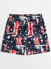 Manfinity 男士澳大利亞國旗印花抽繩泳褲 - 彩色 - 查看 4