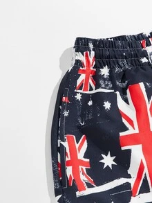 Manfinity 男士澳大利亞國旗印花抽繩泳褲 - 彩色 - 查看 5