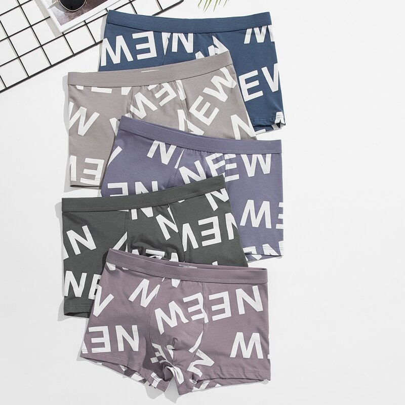 

Guys 5pcs Letter Graphic Boxer Brief, Multicolor