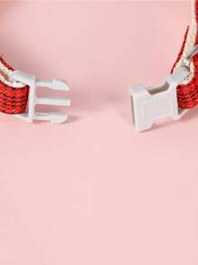 1 collar de mascota con lazo de patrón de pata de gallo con hebilla de tracción para decoración - Rojo - Ver 6