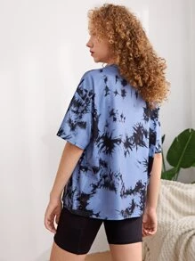 SHEIN Teen Mädchen Drop Shoulder T-Shirt mit Batik