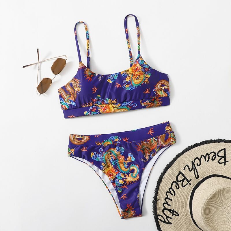 

Chinese Dragon Bikini Swimsuit, Multicolor