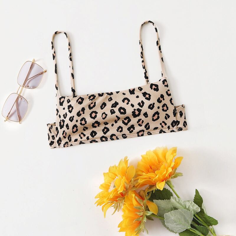 

Leopard Print Bikini Top, Multicolor