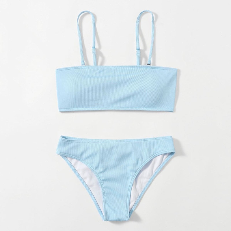 

Solid Rib Bikini Swimsuit, Baby blue
