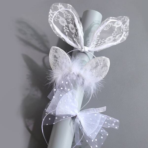 

3pcs Toddler Girls Bow Knot Decor Hair Hoop, White