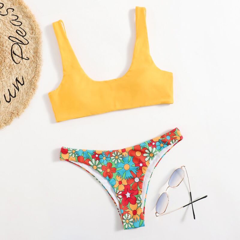 

Floral Print Bikini Swimsuit, Multicolor