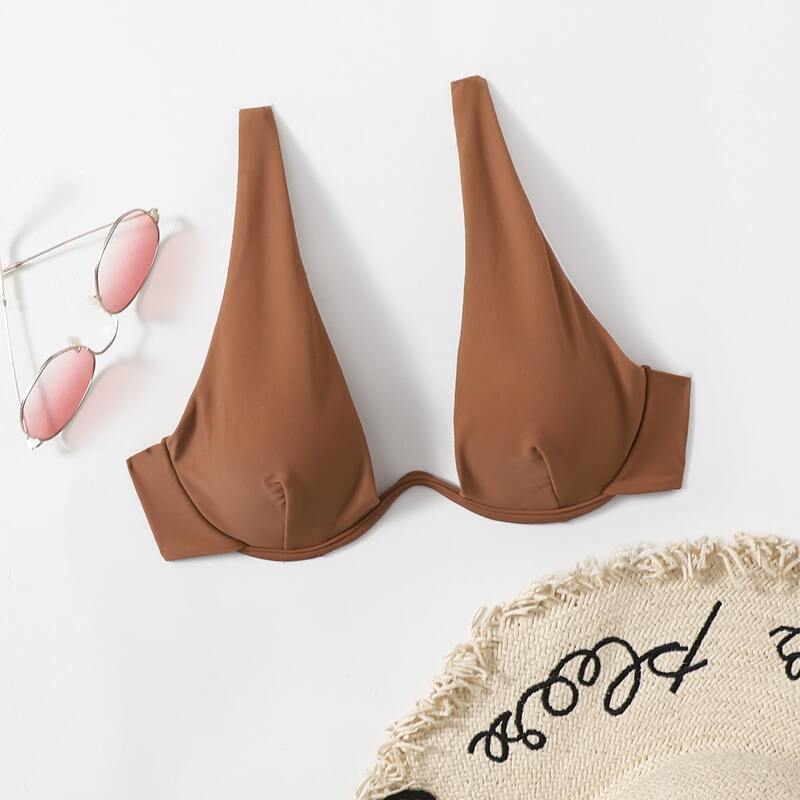 

Solid Underwire Bikini Top, Khaki