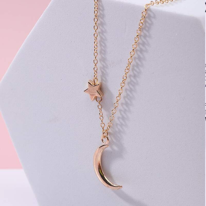 

Moon & Star Pendant Necklace, Gold