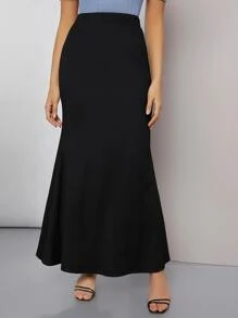 Mulvari Elastic Waist Mermaid Skirt - Black - View 1