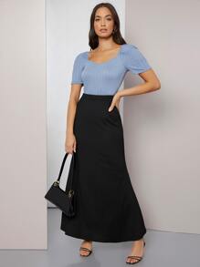 Mulvari Elastic Waist Mermaid Skirt - Black - View 4