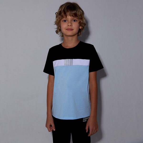 

Boys Striped Metallic Colorblock Tee, Multicolor