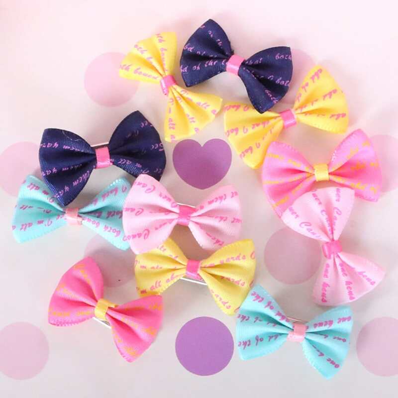 

6pcs Random Color Bow Decor Pet Hair Clip, Multicolor