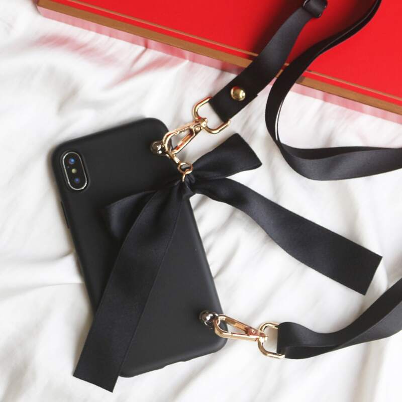 

Solid Phone Case With Lanyard, Black