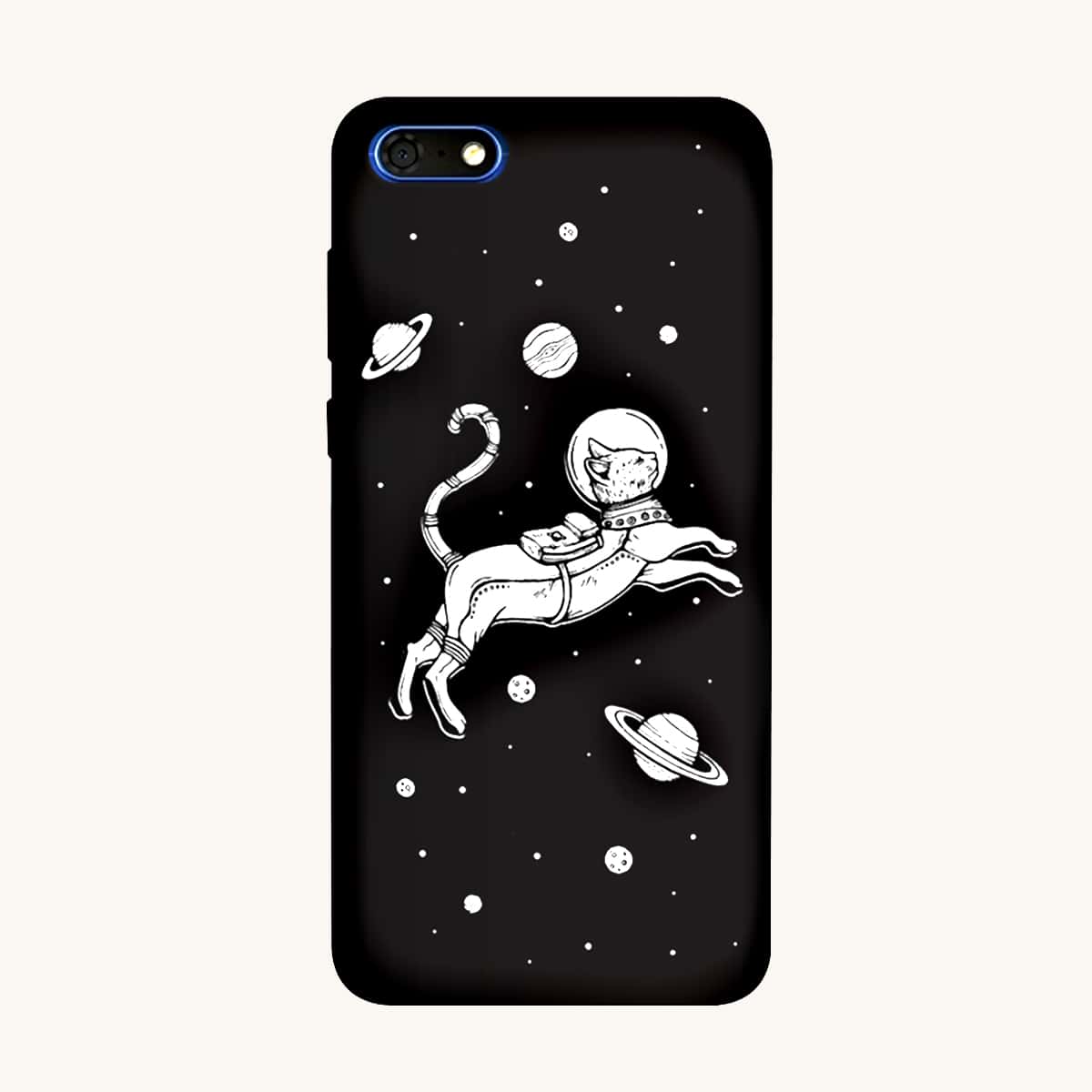 

Cartoon Cat Pattern Phone Case, Black