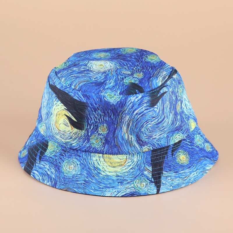 

Oil Painting Reversible Bucket Hat, Blue