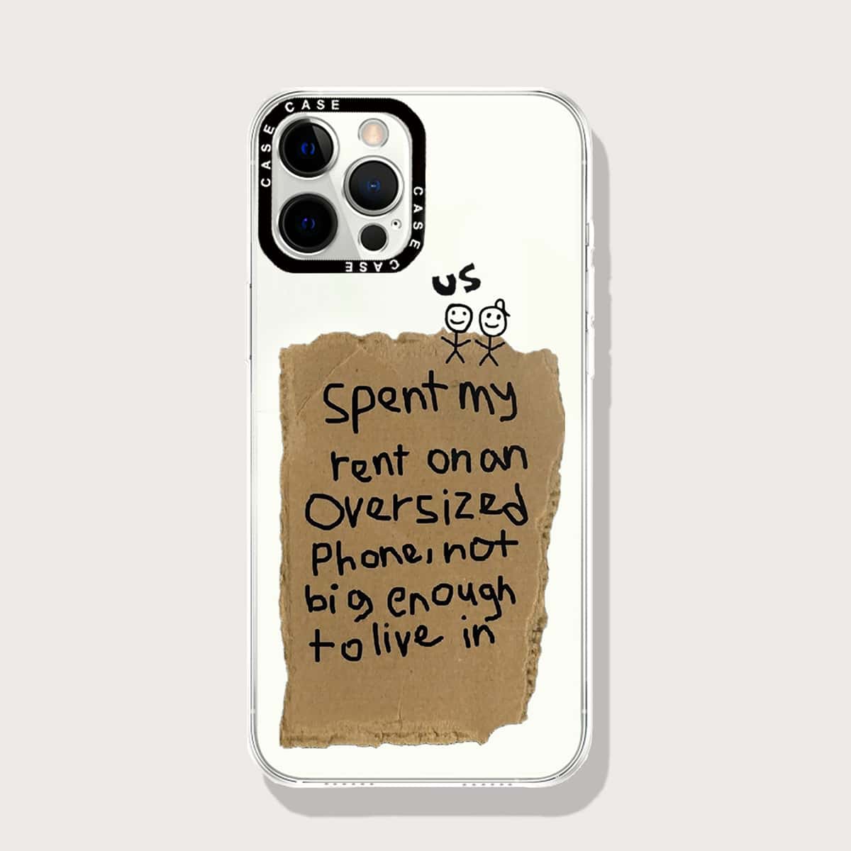 

Slogan Pattern Phone Case, Multicolor