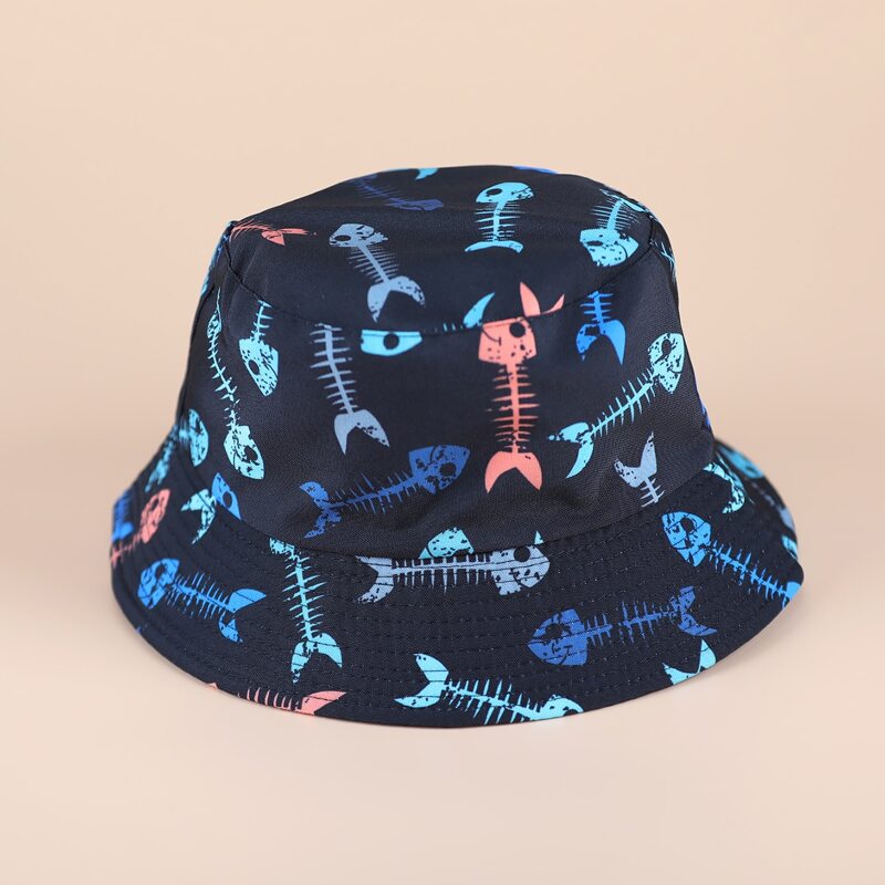 

Fish Bones Reversible Bucket Hat, Navy blue