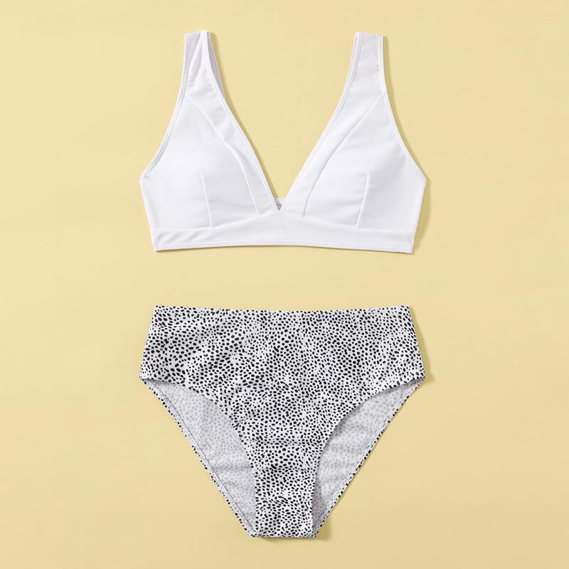 

Dalmatian Print Bikini Swimsuit, Black and white